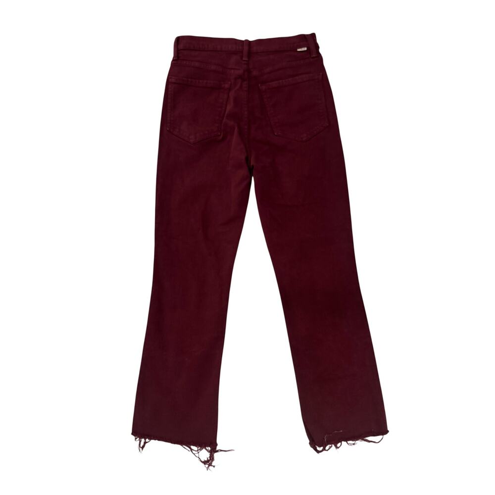 MOTHER The Tripper Ankle Fray Jeans Size 28 Burgundy High Rise Button Fly Fray - Picture 3 of 16